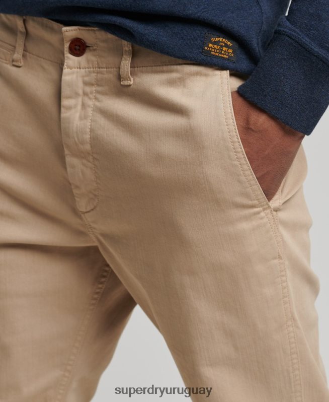 uy Superdry hombres pantalones chinos slim oficiales beige DT2N8Z6474 ropa
