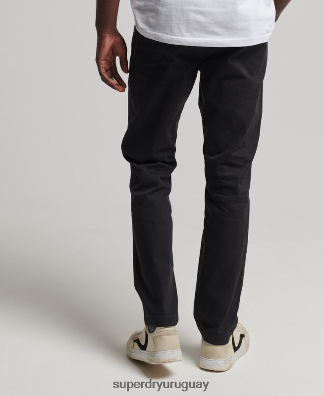 uy Superdry hombres pantalones chinos slim oficiales gris oscuro DT2N8Z6488 ropa