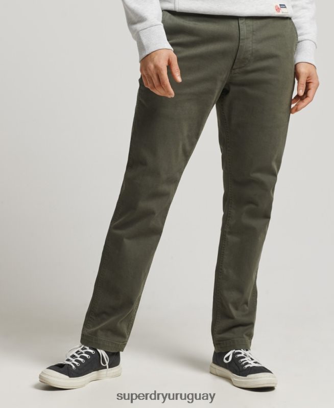 uy Superdry hombres pantalones chinos slim oficiales verde DT2N8Z6464 ropa