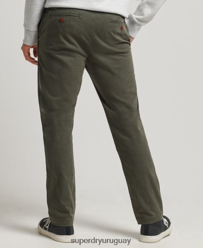 uy Superdry hombres pantalones chinos slim oficiales verde DT2N8Z6464 ropa