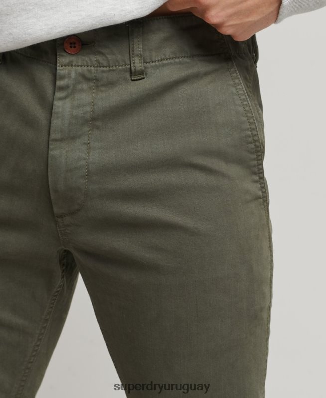 uy Superdry hombres pantalones chinos slim oficiales verde DT2N8Z6464 ropa