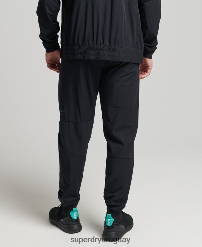 uy Superdry hombres pantalones de chándal tejidos elásticos negro DT2N8Z5387 ropa