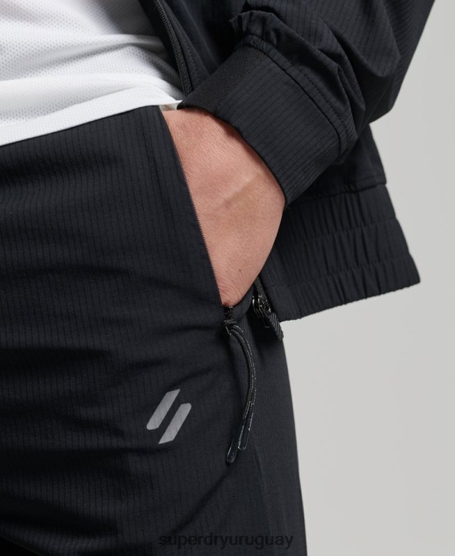 uy Superdry hombres pantalones de chándal tejidos elásticos negro DT2N8Z5387 ropa