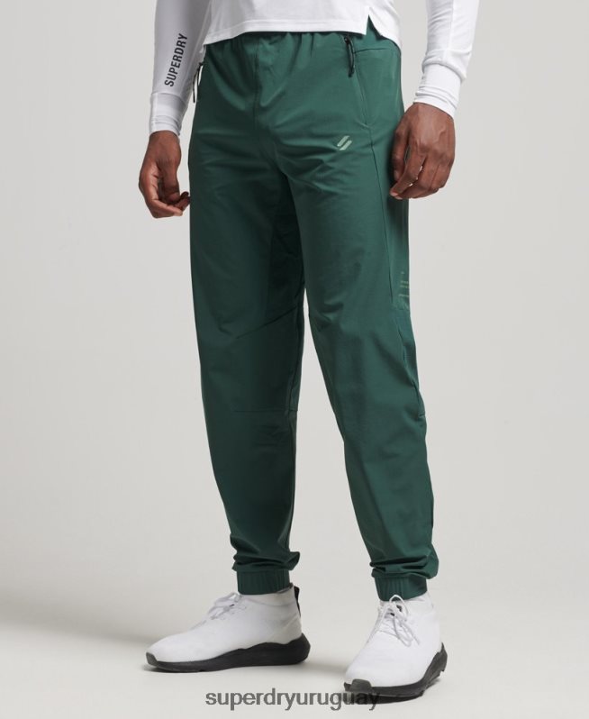 uy Superdry hombres pantalones de chándal tejidos elásticos verde DT2N8Z5382 ropa
