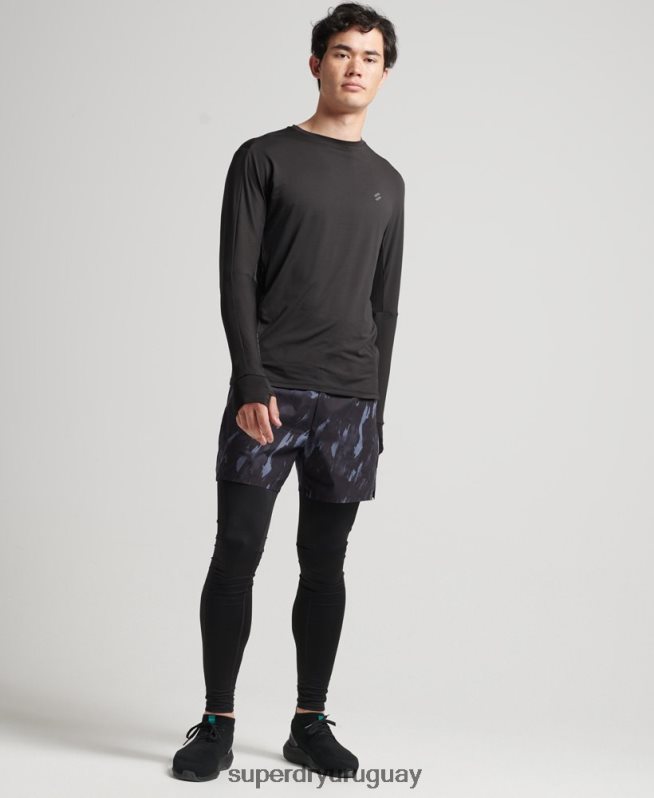 uy Superdry hombres leggins de capa base negro DT2N8Z1374 ropa