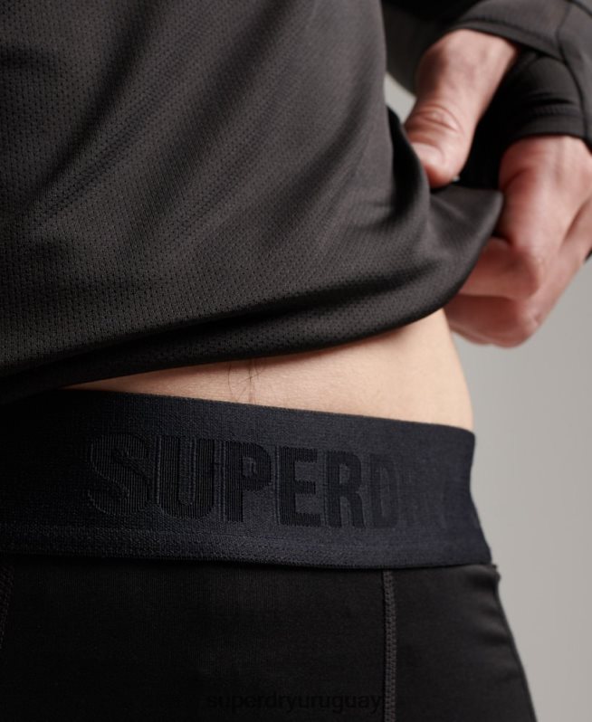 uy Superdry hombres leggins de capa base negro DT2N8Z1374 ropa