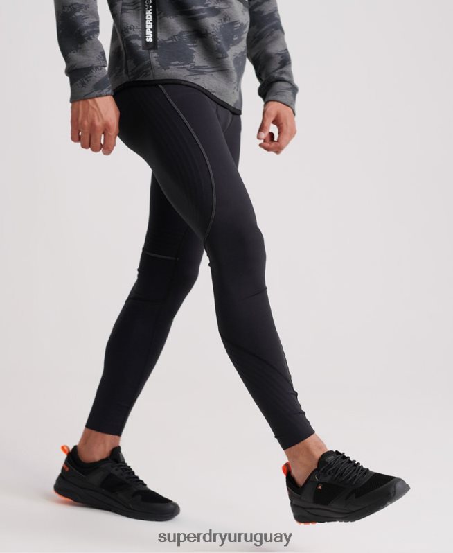 uy Superdry hombres leggins de compresión de rendimiento flocado negro DT2N8Z1441 ropa