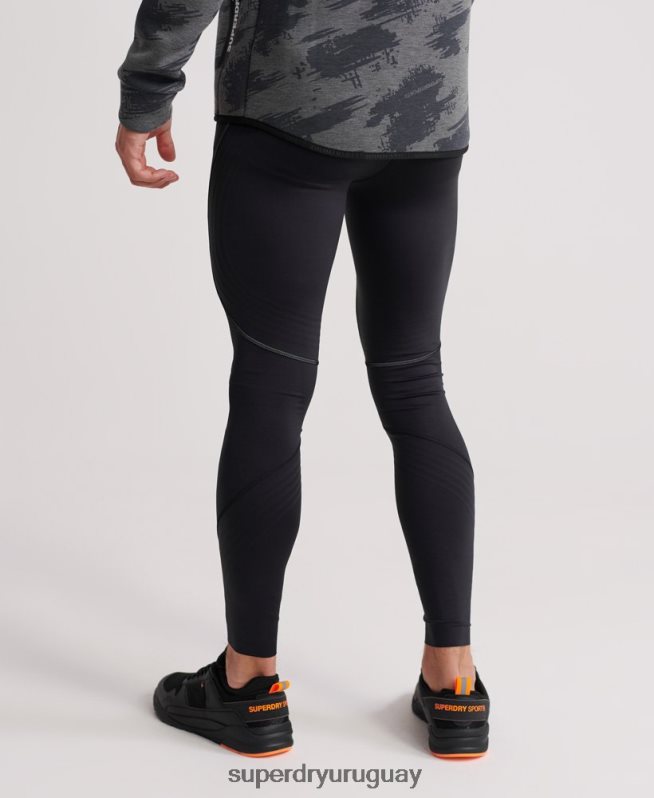 uy Superdry hombres leggins de compresión de rendimiento flocado negro DT2N8Z1441 ropa