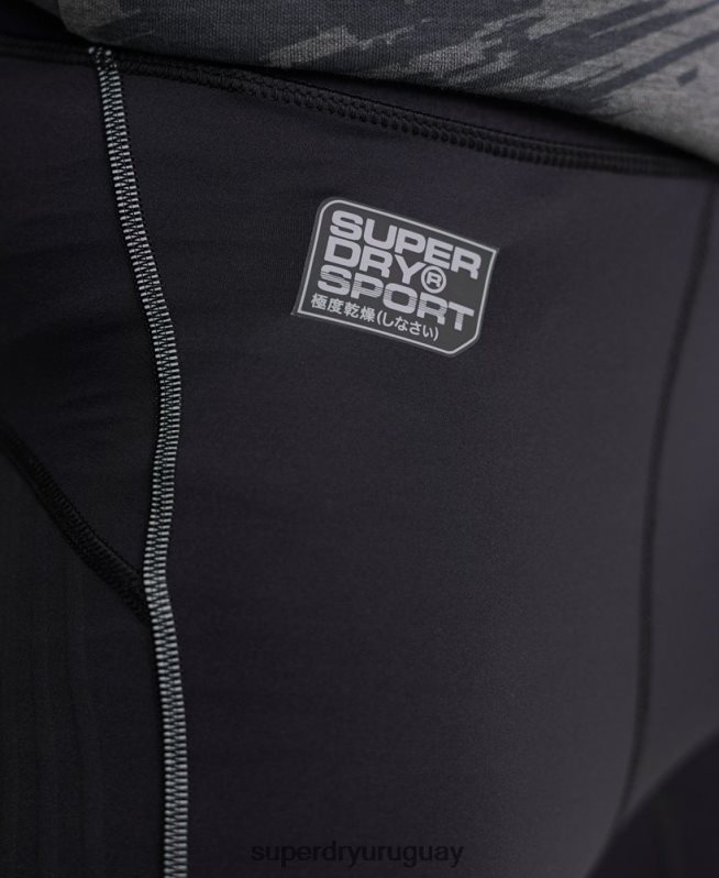 uy Superdry hombres leggins de compresión de rendimiento flocado negro DT2N8Z1441 ropa