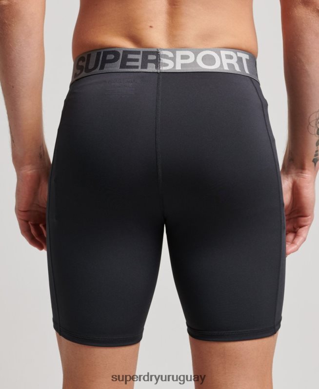 uy Superdry hombres pantalones cortos ajustados negro DT2N8Z303 ropa
