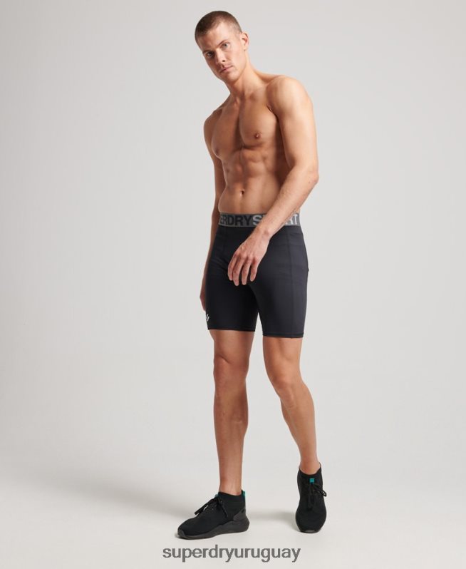 uy Superdry hombres pantalones cortos ajustados negro DT2N8Z303 ropa