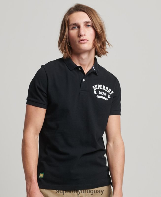 uy Superdry hombres playera tipo polo Superstate negro DT2N8Z77 ropa