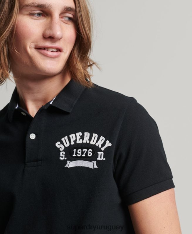 uy Superdry hombres playera tipo polo Superstate negro DT2N8Z77 ropa