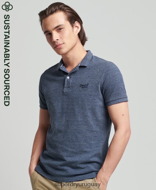 uy Superdry hombres polo de piqué clásico esencial de algodón orgánico Armada DT2N8Z6481 ropa