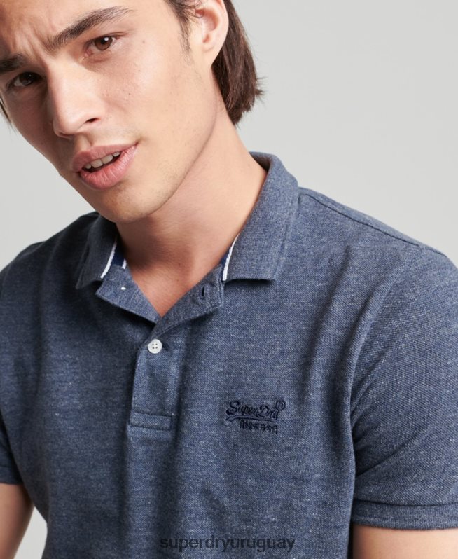 uy Superdry hombres polo de piqué clásico esencial de algodón orgánico Armada DT2N8Z6481 ropa