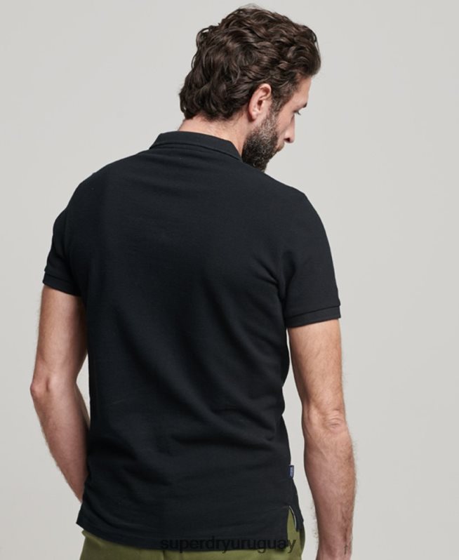 uy Superdry hombres polo de piqué clásico negro DT2N8Z36 ropa