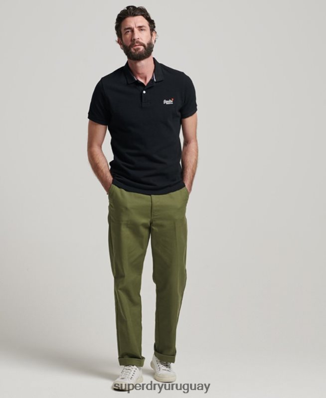 uy Superdry hombres polo de piqué clásico negro DT2N8Z36 ropa