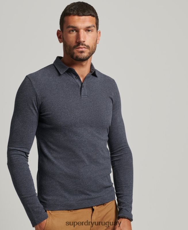 uy Superdry hombres polo de punto de algodón de manga larga Armada DT2N8Z6448 ropa