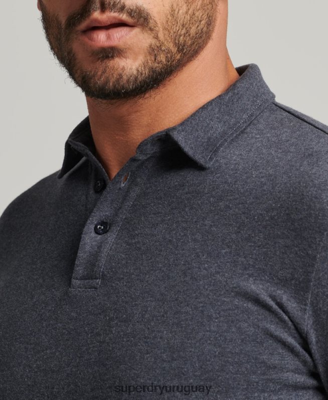 uy Superdry hombres polo de punto de algodón de manga larga Armada DT2N8Z6448 ropa