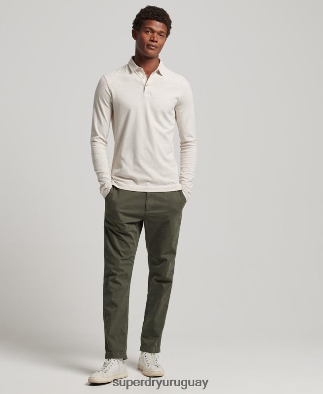 uy Superdry hombres polo de punto de algodón de manga larga beige DT2N8Z6460 ropa