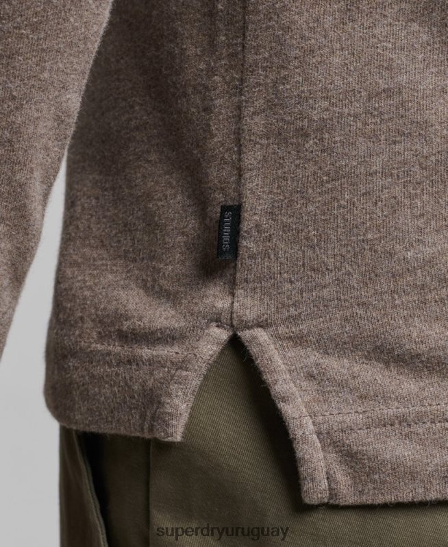 uy Superdry hombres polo de punto de algodón de manga larga marrón DT2N8Z6451 ropa