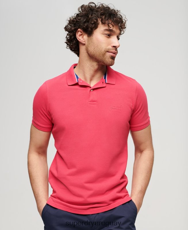 uy Superdry hombres polo destruido rosa DT2N8Z37 ropa