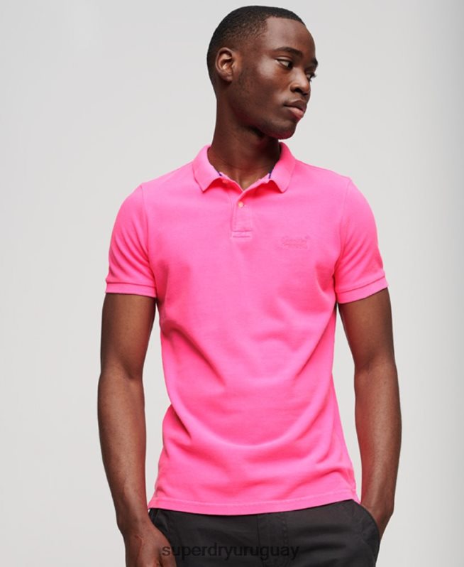 uy Superdry hombres polo destruido rosa DT2N8Z78 ropa
