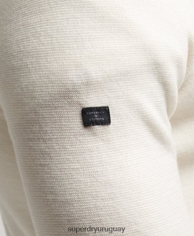 uy Superdry hombres cárdigan de punto con cremallera en merino blanco DT2N8Z1242 ropa