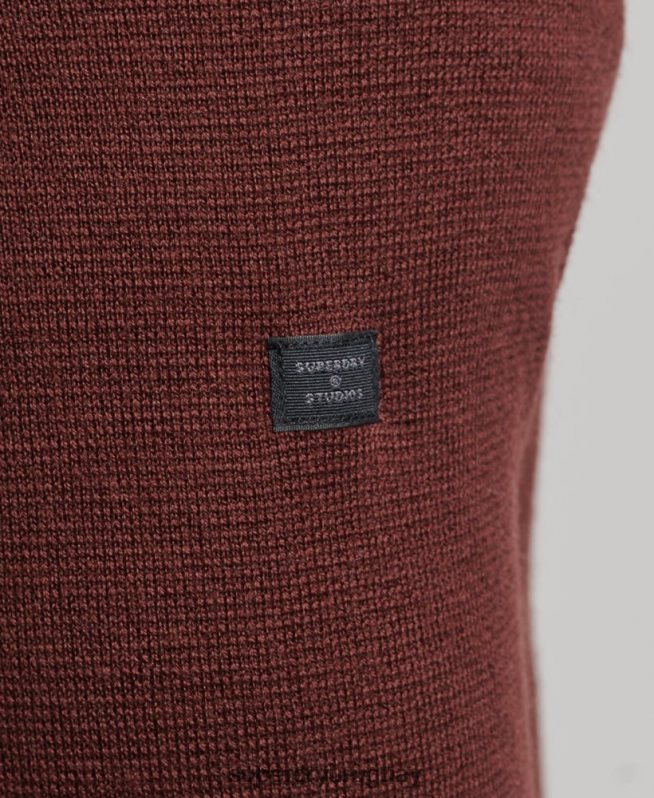 uy Superdry hombres cárdigan de punto con cremallera en merino marrón DT2N8Z1256 ropa