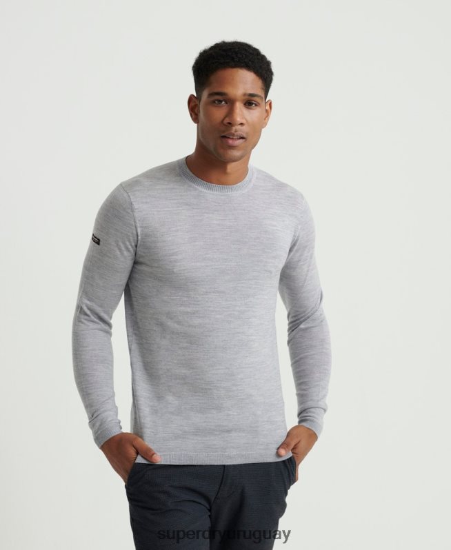 uy Superdry hombres editar jersey de lana merino gris claro DT2N8Z1367 ropa