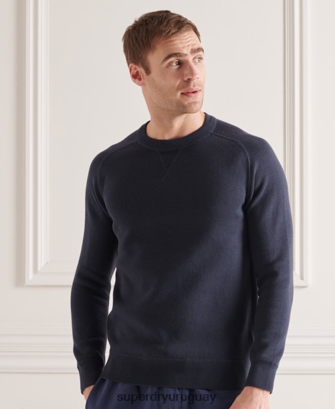 uy Superdry hombres jersey básico de algodón con cuello redondo Armada DT2N8Z1362 ropa