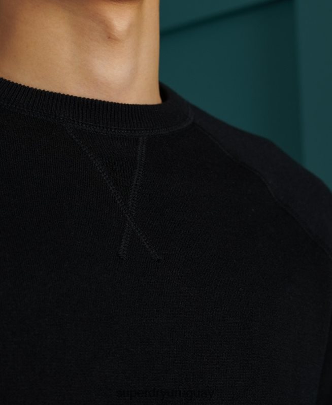 uy Superdry hombres jersey básico de algodón con cuello redondo negro DT2N8Z5291 ropa