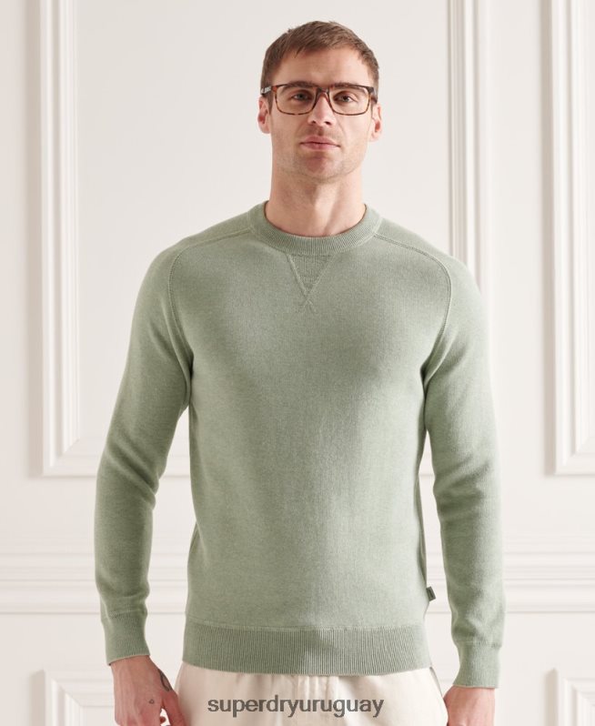 uy Superdry hombres jersey básico de algodón con cuello redondo verde DT2N8Z1354 ropa