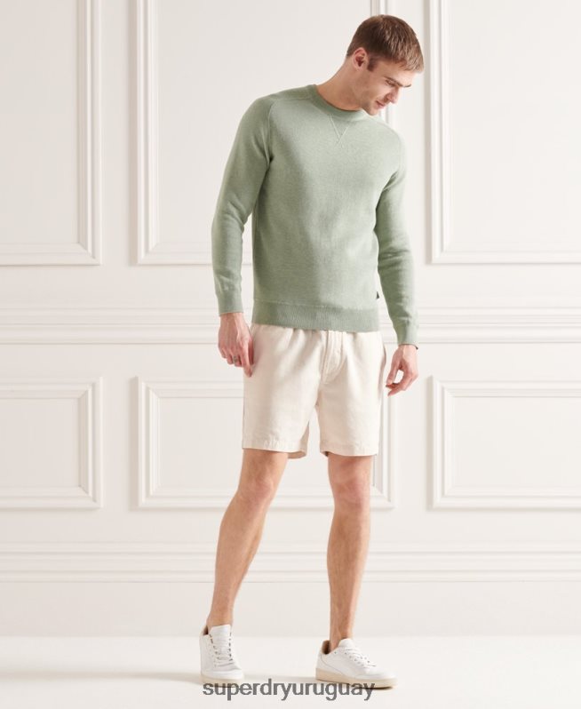 uy Superdry hombres jersey básico de algodón con cuello redondo verde DT2N8Z1354 ropa