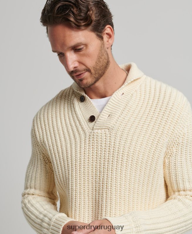 uy Superdry hombres jersey con chal crema DT2N8Z5258 ropa