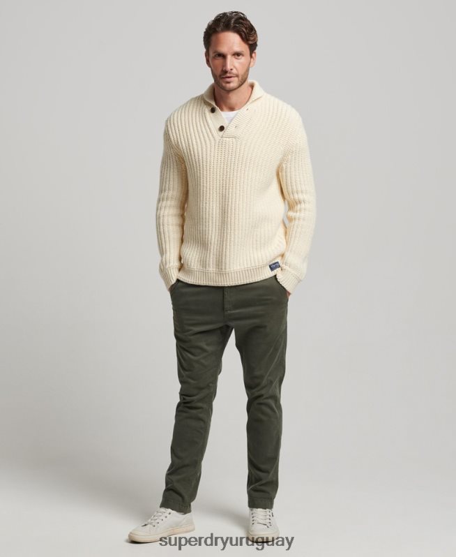 uy Superdry hombres jersey con chal crema DT2N8Z5258 ropa
