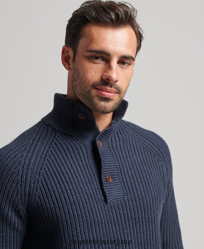 uy Superdry hombres jersey con cuello henley Armada DT2N8Z1255 ropa