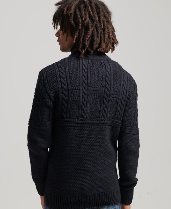 uy Superdry hombres jersey con cuello henley de jacob Armada DT2N8Z5268 ropa