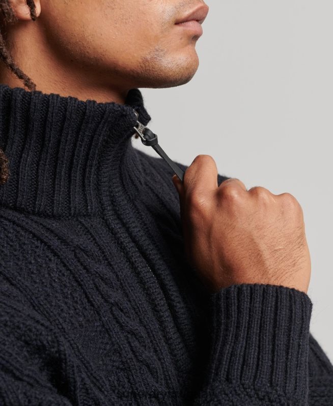 uy Superdry hombres jersey con cuello henley de jacob Armada DT2N8Z5268 ropa