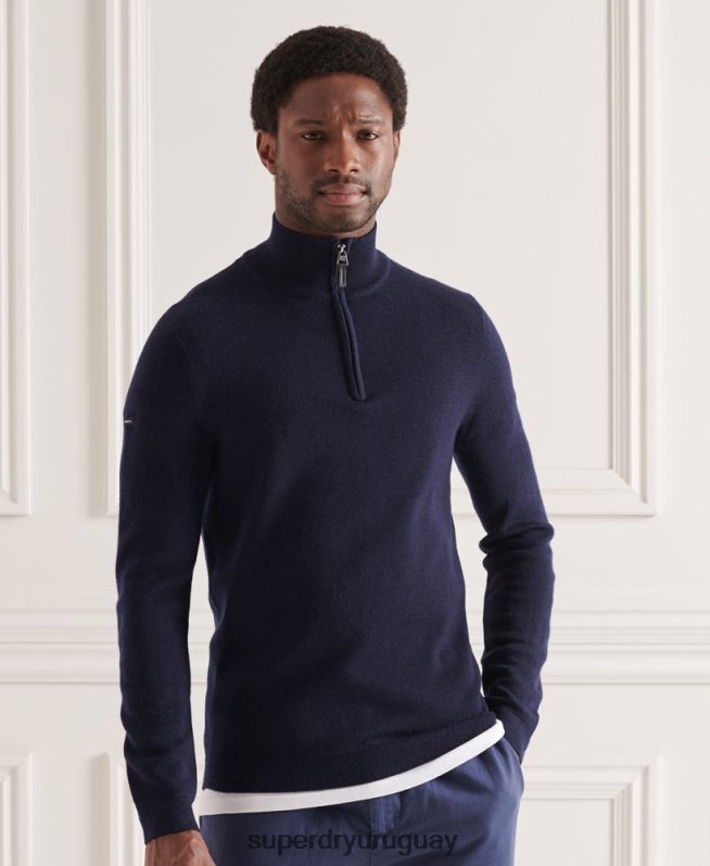 uy Superdry hombres jersey con cuello henley de merino Armada DT2N8Z1340 ropa
