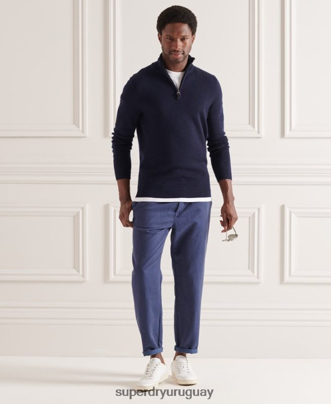 uy Superdry hombres jersey con cuello henley de merino Armada DT2N8Z1340 ropa