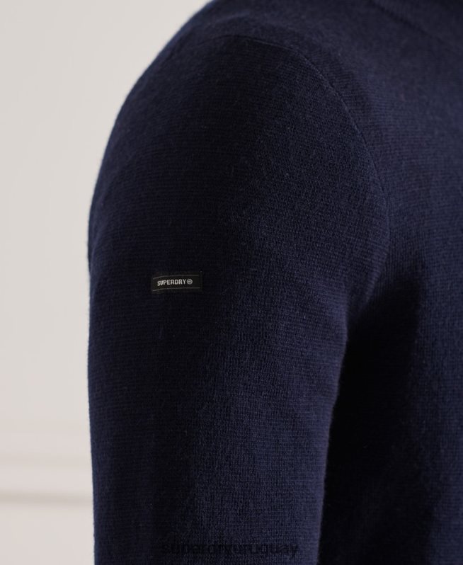uy Superdry hombres jersey con cuello henley de merino Armada DT2N8Z1340 ropa