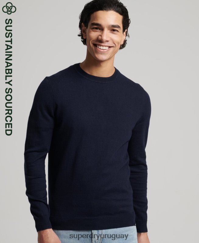 uy Superdry hombres jersey con cuello redondo de cashmere y algodón orgánico Armada DT2N8Z1309 ropa