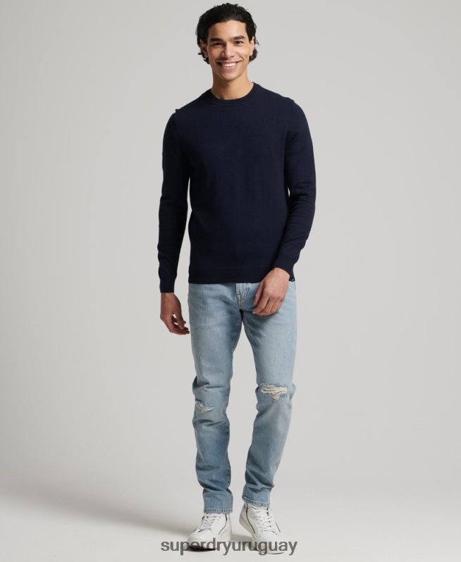 uy Superdry hombres jersey con cuello redondo de cashmere y algodón orgánico Armada DT2N8Z1309 ropa