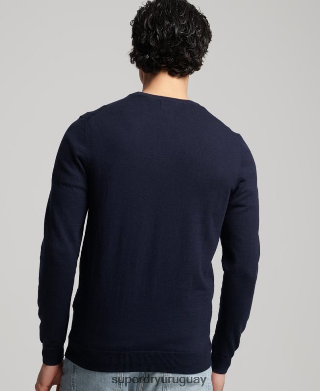 uy Superdry hombres jersey con cuello redondo de cashmere y algodón orgánico Armada DT2N8Z1309 ropa