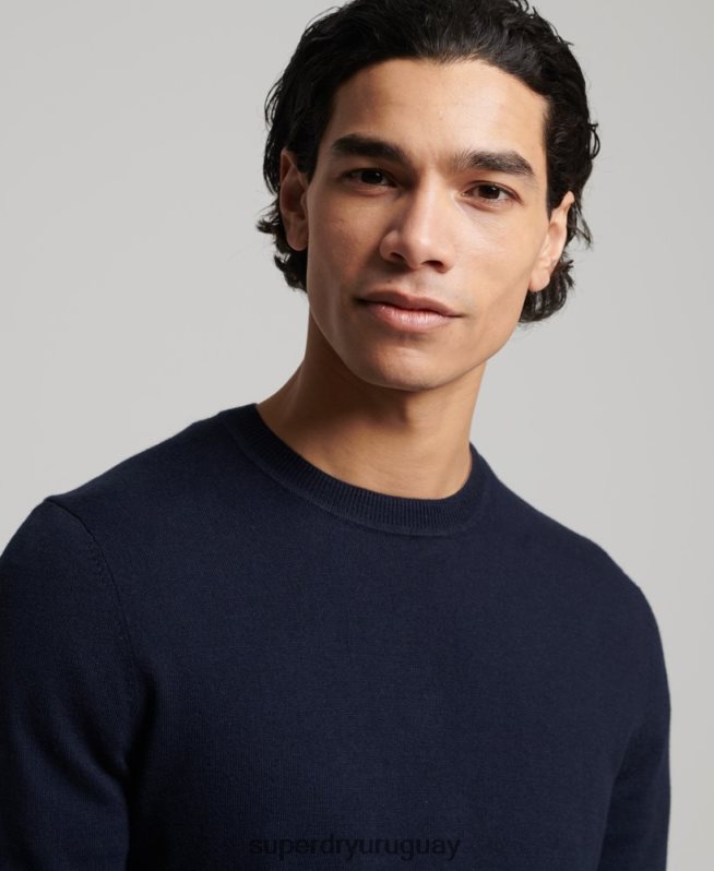 uy Superdry hombres jersey con cuello redondo de cashmere y algodón orgánico Armada DT2N8Z1309 ropa