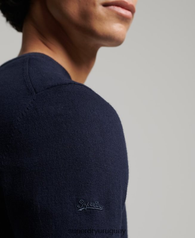 uy Superdry hombres jersey con cuello redondo de cashmere y algodón orgánico Armada DT2N8Z1309 ropa