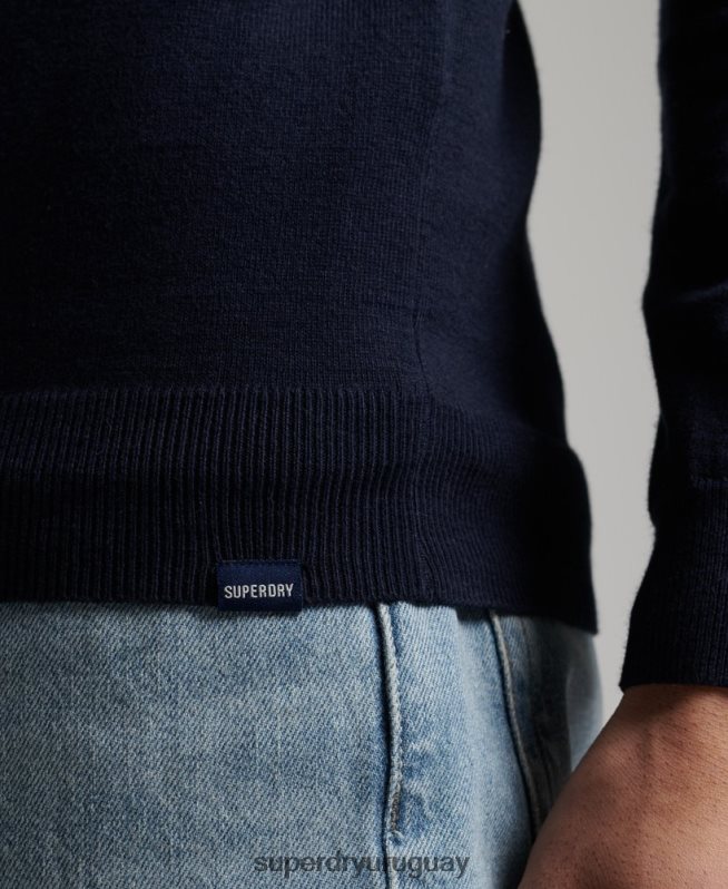 uy Superdry hombres jersey con cuello redondo de cashmere y algodón orgánico Armada DT2N8Z1309 ropa