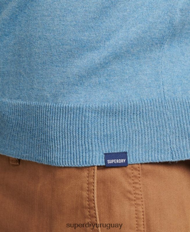 uy Superdry hombres jersey con cuello redondo de cashmere y algodón orgánico azul DT2N8Z1261 ropa
