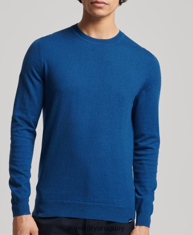uy Superdry hombres jersey con cuello redondo de cashmere y algodón orgánico azul DT2N8Z1344 ropa